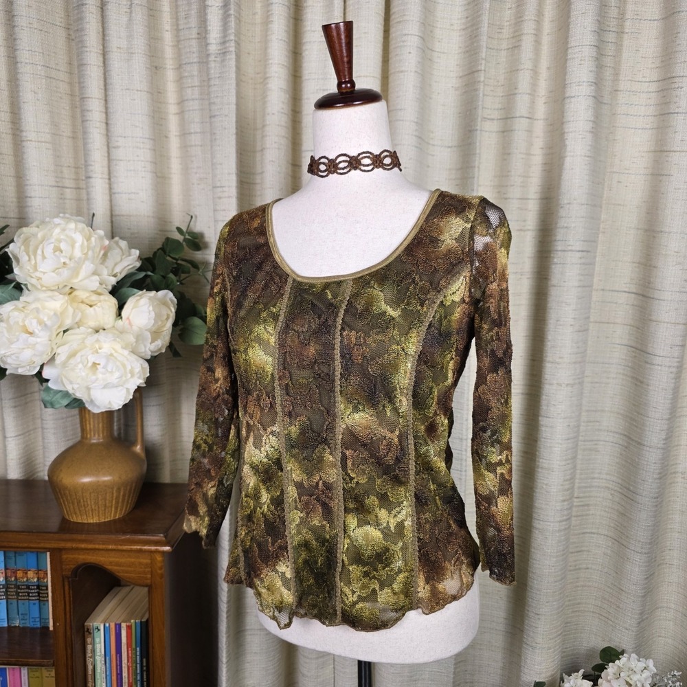 Cato Forest Fairy Mesh Sheer Lace Y2K 90s Top Grunge‎ Whimsigoth Size Large